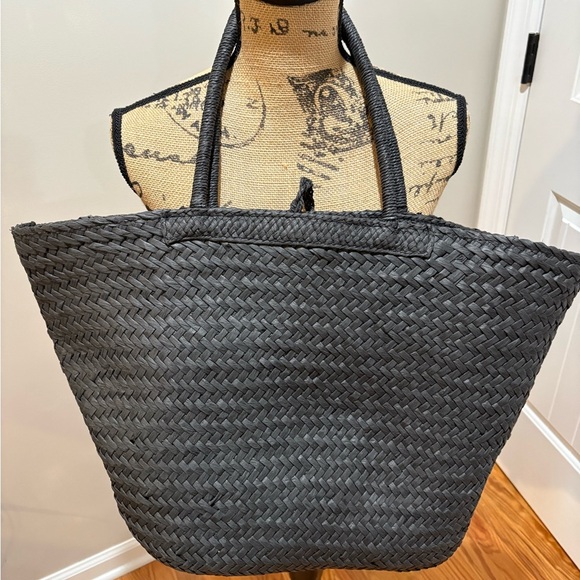 ☀️Large Black Wicker Beach Bag - Picture 4 of 8